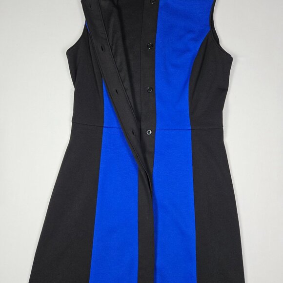 Vince Camuto Blue Black Colorblock Fit & Flare Dress Sz 2 Sleeveless Minimalist - Picture 11 of 15